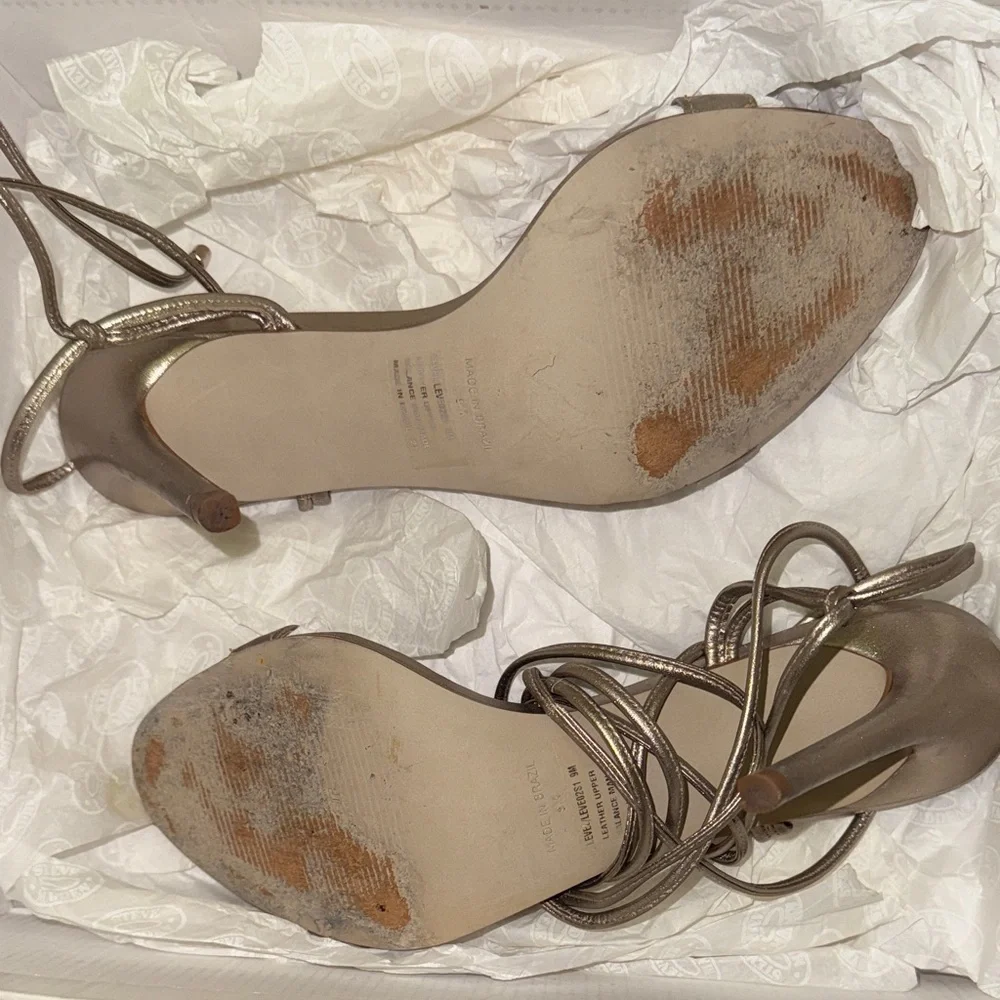 Steve Madden Level Metallic Gold Strappy Heels - Picture 6 of 10